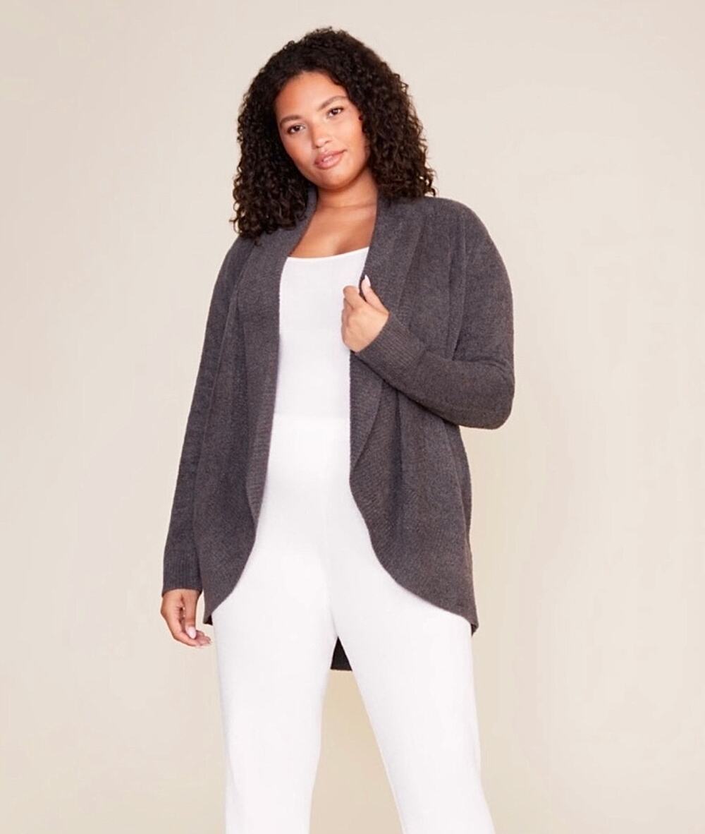 Barefoot Dreams CozyChic Lite Circle Cardi Gray Brown Women’s 1X Lounge